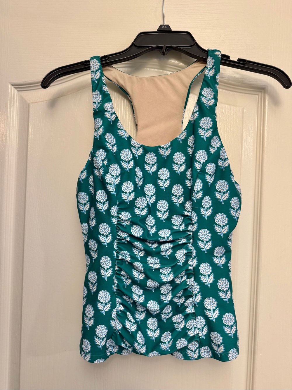 Lime Ricki Green Floral Block Print Ruched Tankini Top